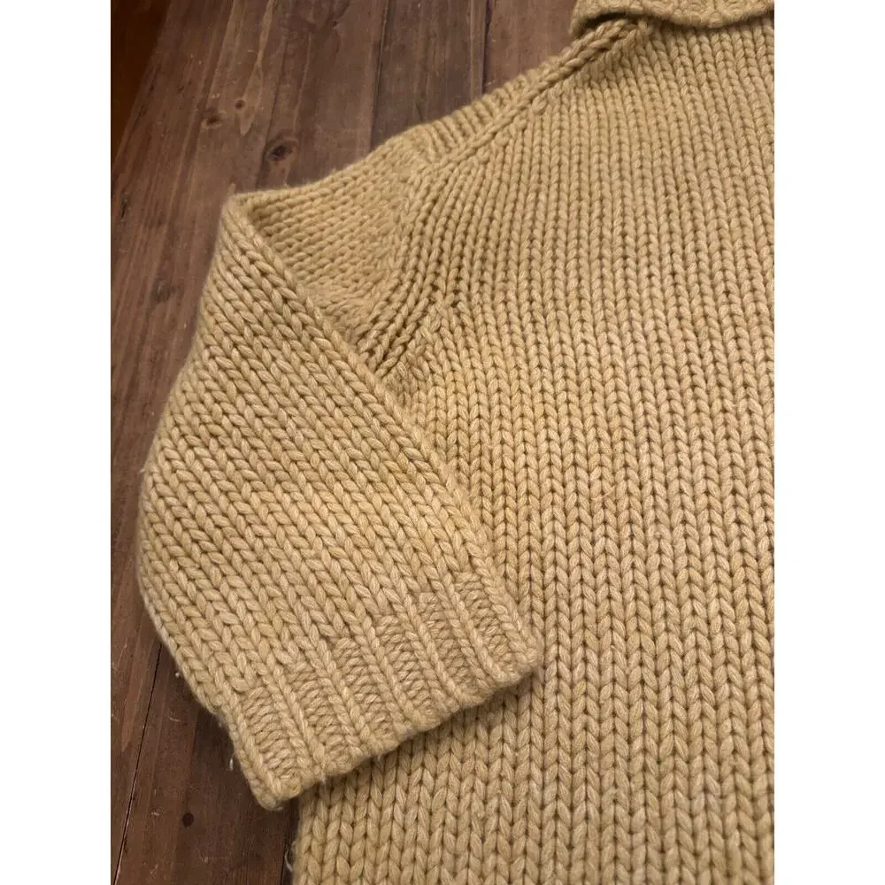 J Crew Women’s Chunky Knit Turtleneck Sweater Yellow Size Medium Oversized